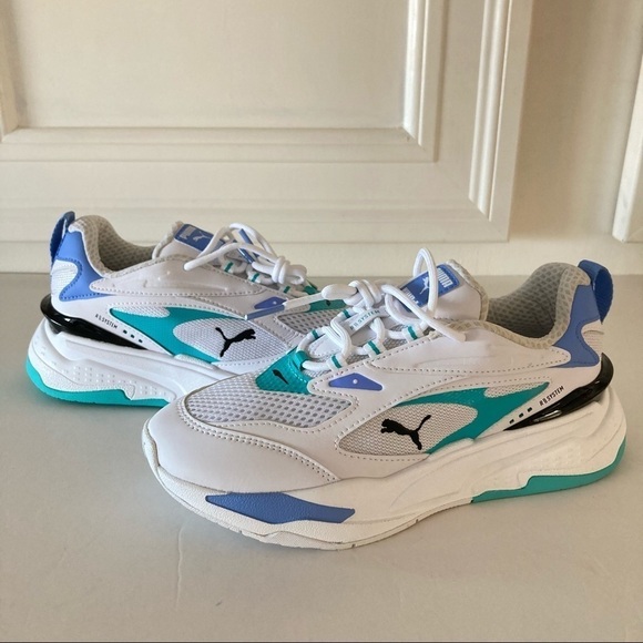 NWOT Puma RS-Fast Pop Turquoise & White Lace Up Dad Sneakers Sz 6 - Picture 1 of 10